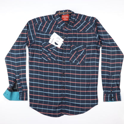 Blue and Red Lines Printed Casual Shirts For Men HM-5052