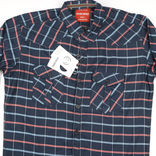 Blue and Red Lines Printed Casual Shirts For Men HM-5052
