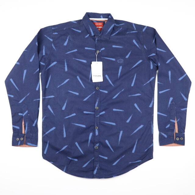 Blue Abstract Patterns Lines Casual Shirts For Men HM-5053