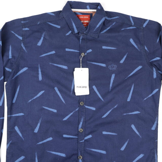 Blue Abstract Patterns Lines Casual Shirts For Men HM-5053