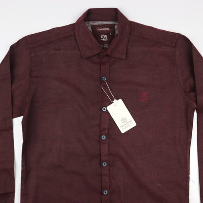 Plain Maroon Color Casual Shirts For Men HM-5059