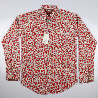 Casual Printed Red Flower Shirts For Men