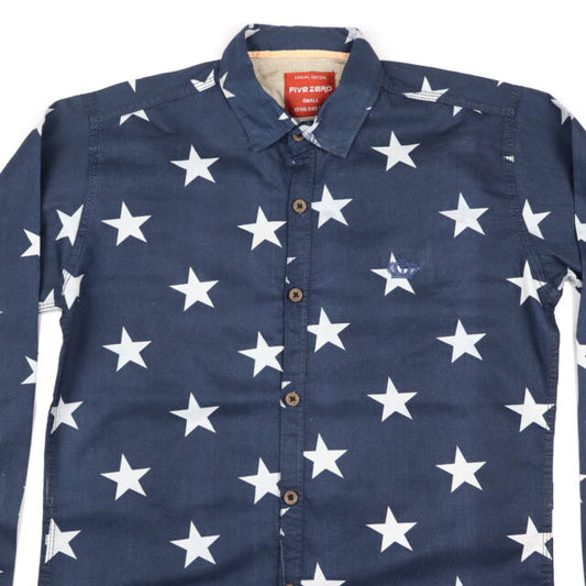 Casual Blue Printed Stars Shirts For Men