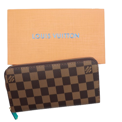 Latest L,V Zipper Wallet for Women 60017-Coffee Plaid