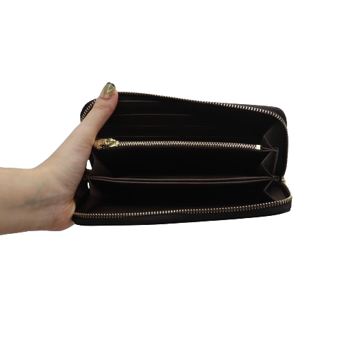 Latest L,V Zipper Wallet for Women 60017-Coffee Plaid