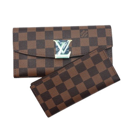 Latest L,V 2in1 Wallet for Women 2005-2 Coffee Plaid