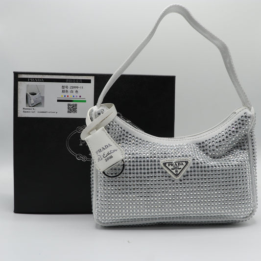 Prada Milano Satin Mini Bag with Crystals Shoulder Bag PR05