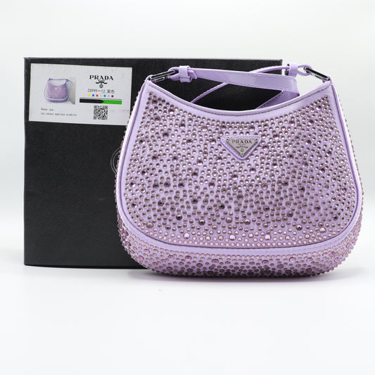 Prada Milano Satin Mini Bag with Crystals Shoulder Bag PR02