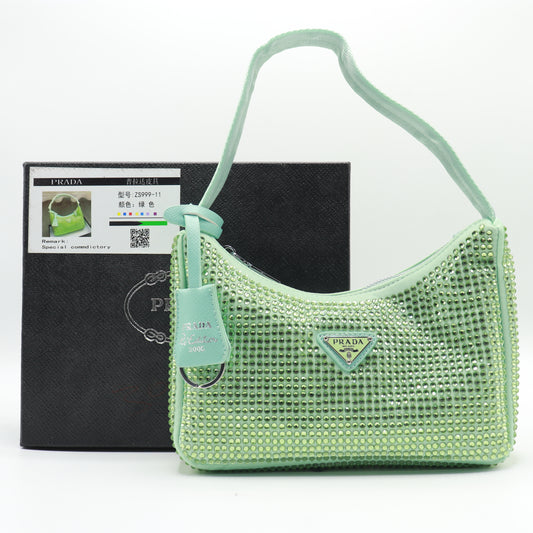 Prada Milano Satin Mini Bag with Crystals Shoulder Bag PR01